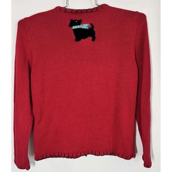 VTG Casual Corner Women's‎ Red Embroidered Scottie Dog Christmas Cardigan Size S - Picture 3 of 12